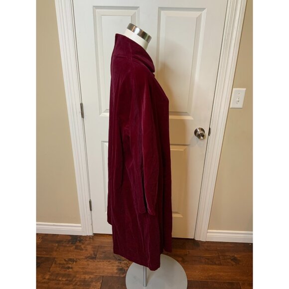Comme Des Garcons 2D Burgundy Velvet Peter Pan Collar Shift Dress, Size Medium - Picture 3 of 7